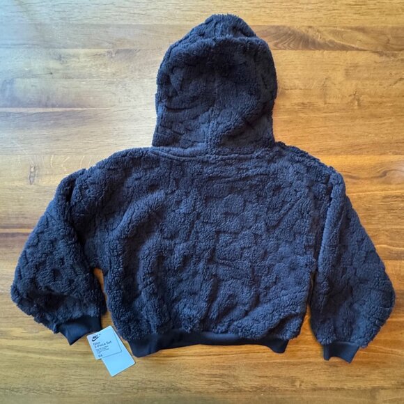 NIKE Cozy Faux Fur Fleece Set Girls 6-7 6X NWT Black Sweat Suit NEW Pants Hoodie - Picture 3 of 16